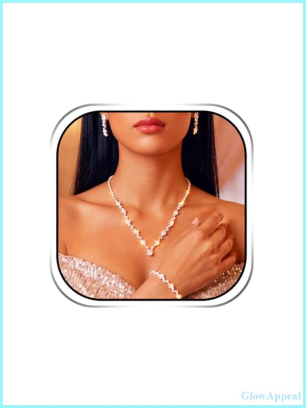 Rhinestone Wedding Jewelry Set Clip On Earrings Bridal Necklace Bracelet